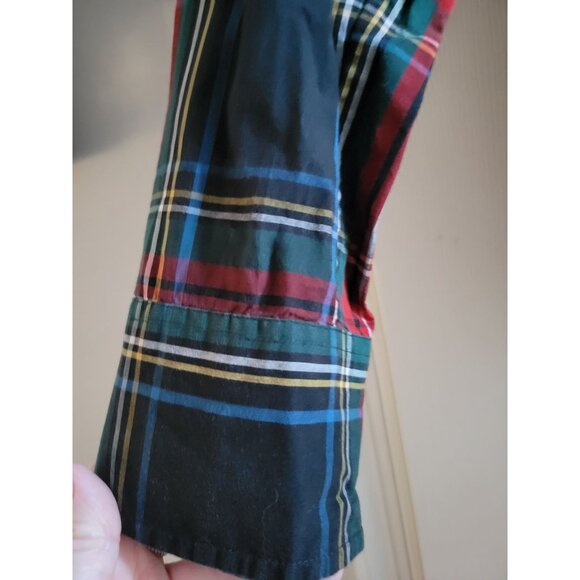 J. Crew Red Stewart Plaid Tartan Perfect blouse size size 12 Holiday Christmas - Picture 3 of 4